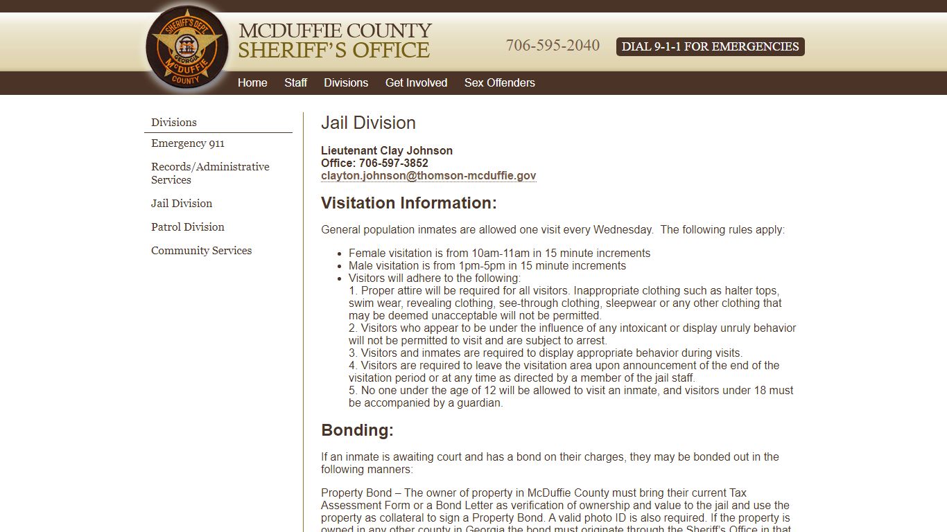 Jail Division - McDuffie County Sheriffs Office