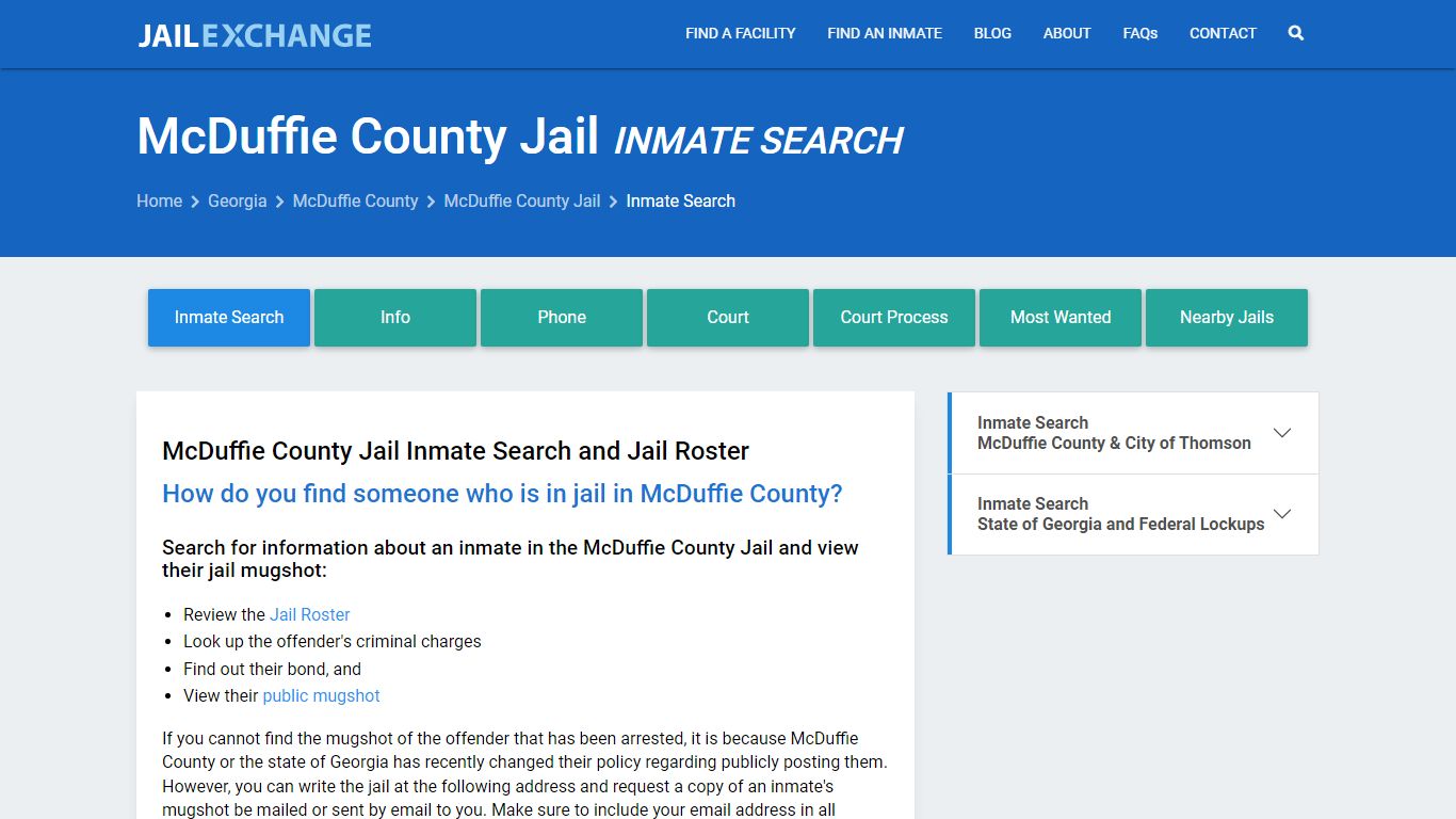 Inmate Search: Roster & Mugshots - McDuffie County Jail, GA